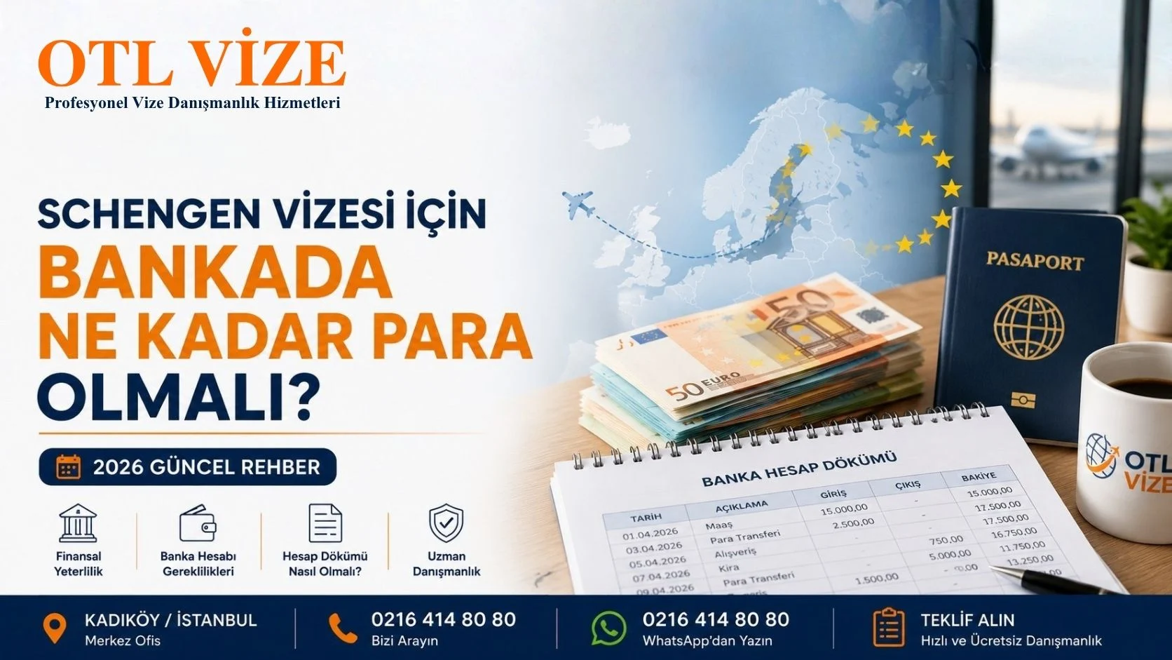 Schengen vizesi için finansal yeterlilik ve banka hesabı hakkında güncel bilgiler.