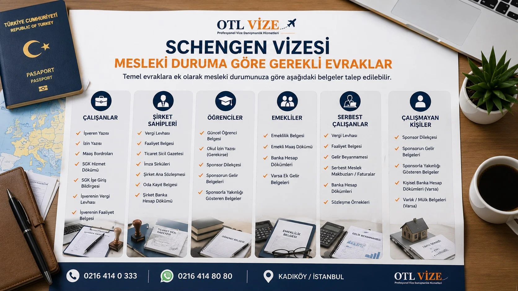 Mesleki durumunuza göre temel listeye ek belgeler sunmanız gerekebilir.